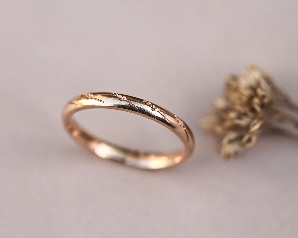 Image of 18ct rose gold, 2mm, Barleycorn ring