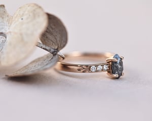 Image of *SALE - was £2550* 18ct rose gold dark grey marquise cut diamond ring (IOW202)