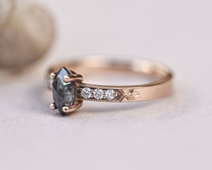 Image of *SALE - was £2550* 18ct rose gold dark grey marquise cut diamond ring (IOW202)