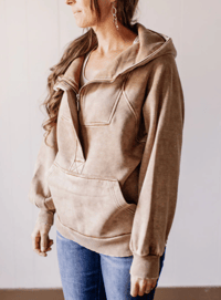 Image 2 of KANGAROO POUCH HALF ZIP UP HOODIE
