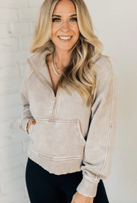 Image 2 of Ribbed Half Zip Pullover
