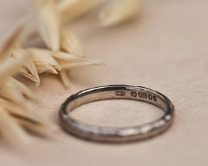 Image of 18ct white gold 2mm horn texture ring