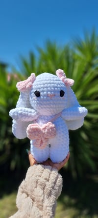Image 4 of Handmade Crochet Bow Bunny + Free Keychain