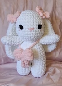 Image 1 of Handmade Crochet Bow Bunny + Free Keychain