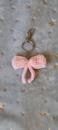 Image 5 of Handmade Crochet Bow Bunny + Free Keychain