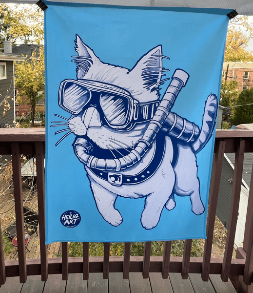 Image of Aqua Cat Tapestry Presale