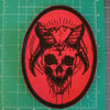 Horned Skull Red Oval Embroidered Patch