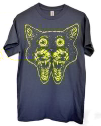 Image 1 of Wolf Shirt Neon Green on Navy
