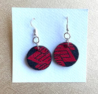 Paper collaged wooden earrings No.2