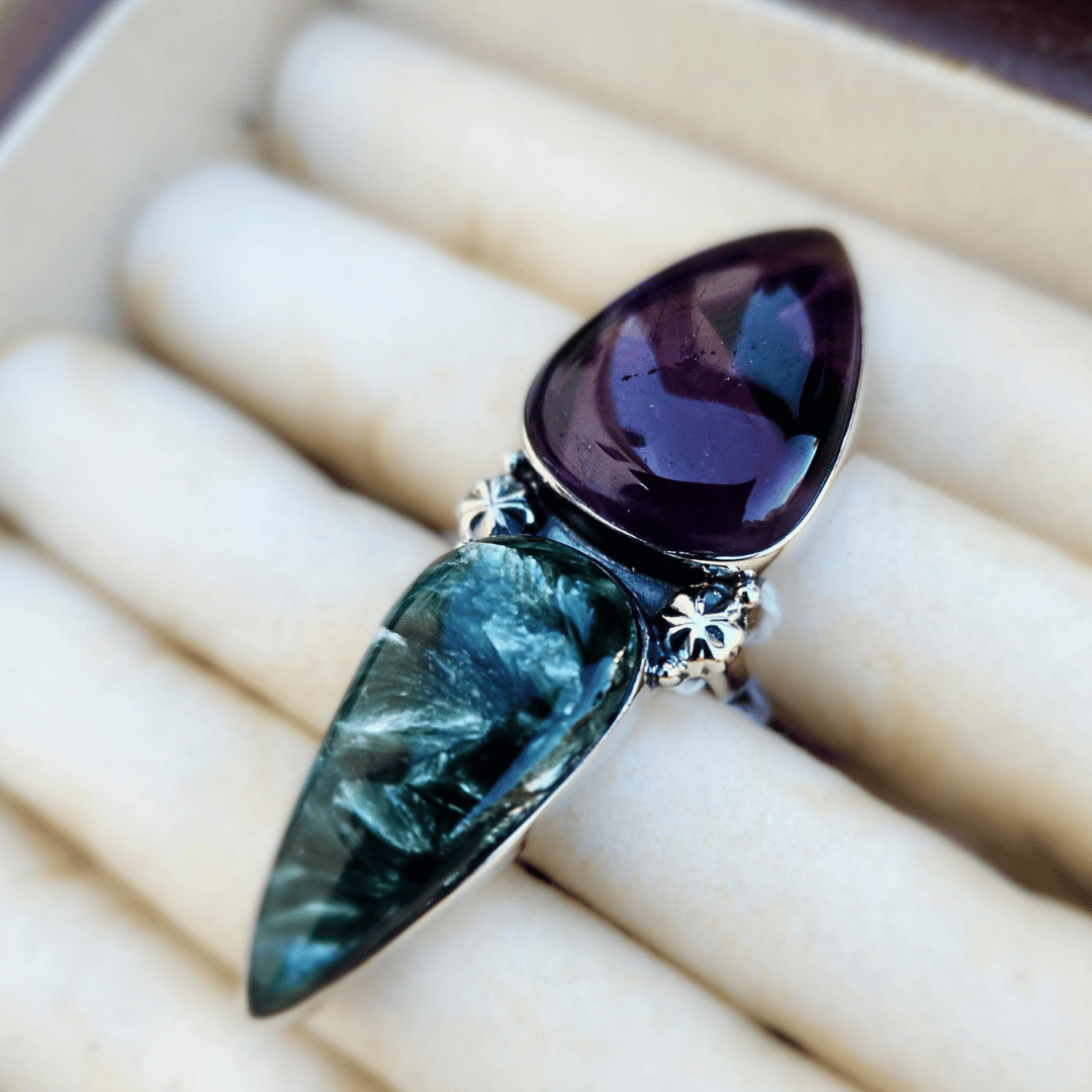 Image of Sophia - Amethyst & Seraphinite Statement Ring