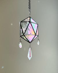 Image 2 of ODESZA Inspired Stained Glass Suncatcher Icosahedron Mobile (Mini) – V1