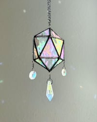 Image 1 of ODESZA Inspired Stained Glass Suncatcher Icosahedron Mobile (Mini) – V3