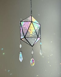 Image 1 of ODESZA Inspired Stained Glass Suncatcher Icosahedron Mobile (Large) – V1