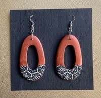 Paper collaged wooden earrings No. 6