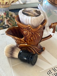 Image 1 of Palo Santo Shaving Soap Set in Vintage Ceramic Koi 