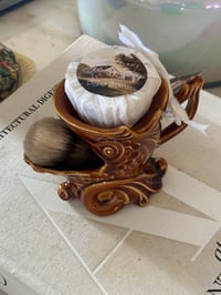 Image 3 of Palo Santo Shaving Soap Set in Vintage Ceramic Koi 