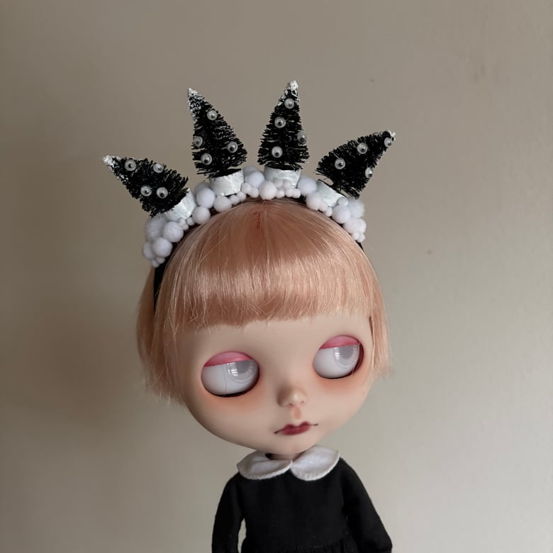 Image of Spooky Christmas Trees Googly Eyes Headband for Blythe Dolls