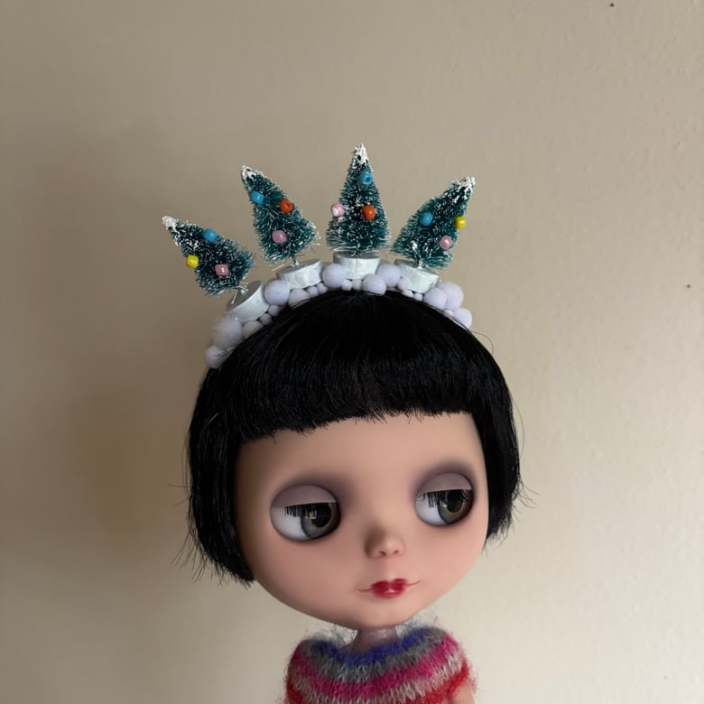 Image of Christmas Trees Tiara Headband for Blythe Dolls