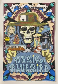 Hand embellished print 12”x18” Magic Bluebird 