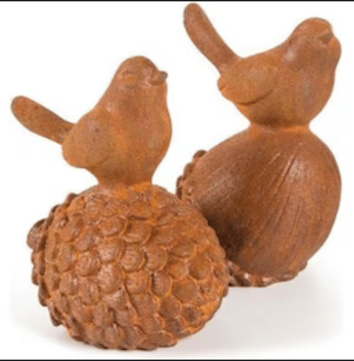 Image of Cast Iron Birds on Acorns  (set)