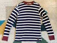 Image 1 of Deluxewear flat head Japan rare striped heavy thermal shirt, size XL (fits M/L)