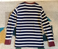 Image 7 of Deluxewear flat head Japan rare striped heavy thermal shirt, size XL (fits M/L)