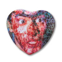 Bloody Ash Williams Evil Dead Holographic Heart Shaped Button