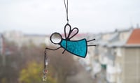 Image 1 of Stained glass pendant blue Fairy with stars