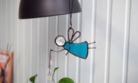 Image 2 of Stained glass pendant blue Fairy with stars