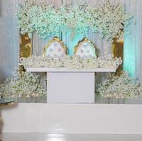 Wedding staging design gold wedding Arch with cherry blossom flowers 