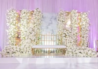 Wedding stage design with silk flowers 