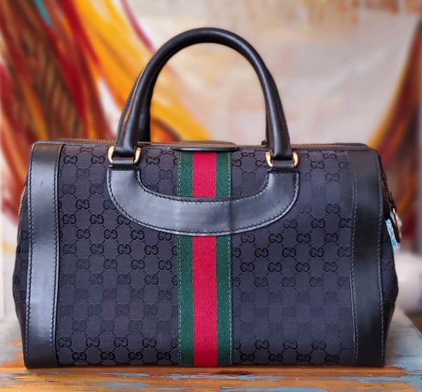 Image of Vtg Gucci Black Monogram Casual Duffle 