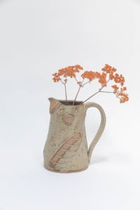 Image 1 of Dusty Speckled Tan Lavender Flying Family Bird Pitcher