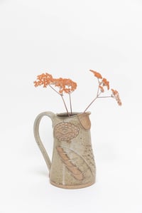 Image 1 of Dusty Speckled Tan Lavender Dotted Flying Family Bird Pitcher