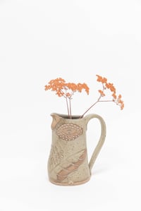 Image 2 of Dusty Speckled Tan Lavender Dotted Flying Family Bird Pitcher