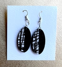 Paper collaged wooden earrings No. 