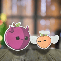 Image 1 of Naughty or Nice Fruit Friends Series | Sweet Peach & Naughty Plum Stickers