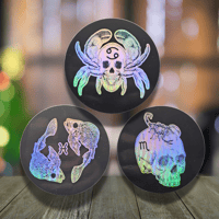 Image 1 of Holographic Zodiac Water Signs Stickers | Scorpio, Pisces, Cancer | Full Circle Design