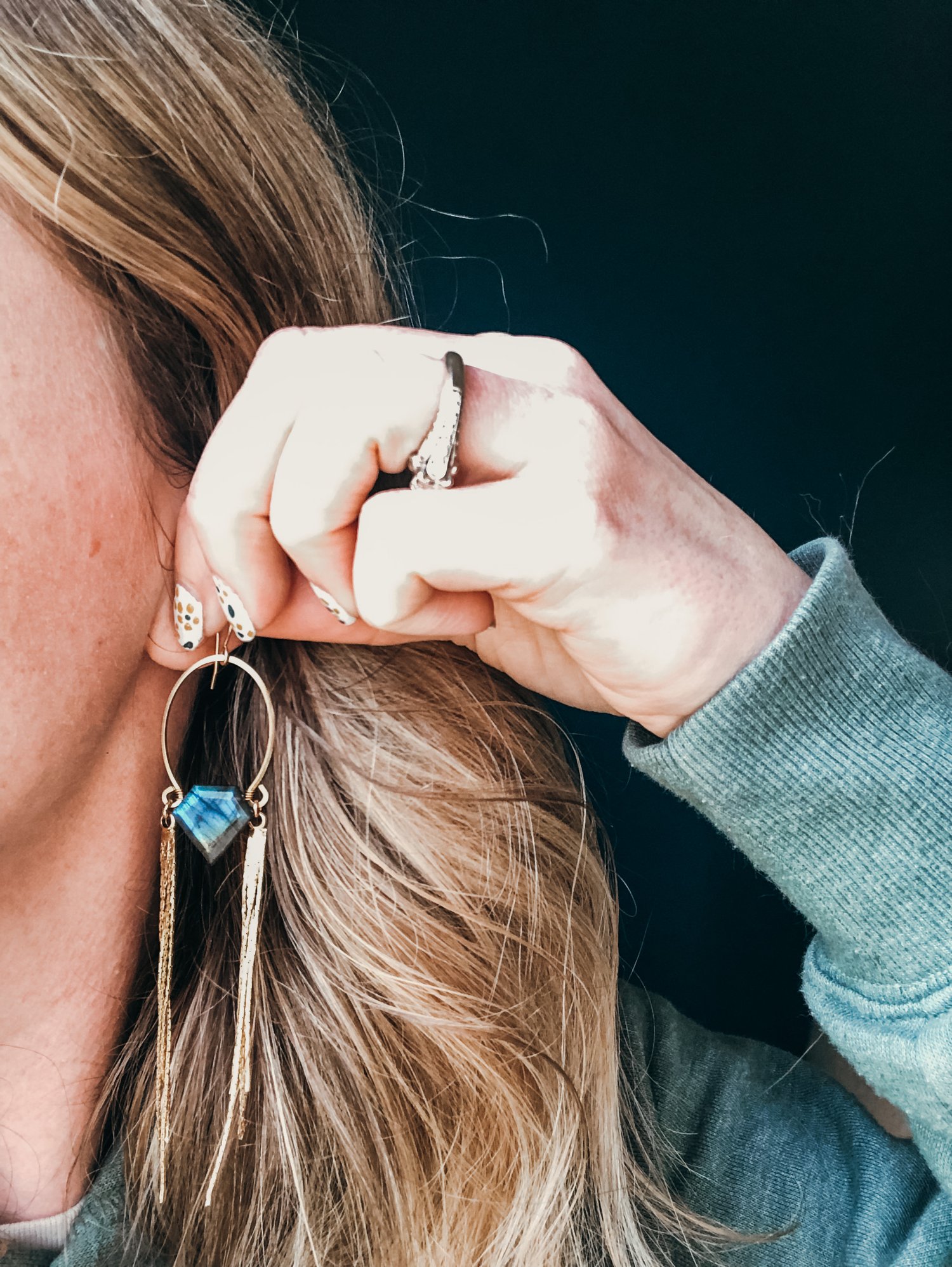 Image of Labradorite Drizzle Dangles - Blue Flash