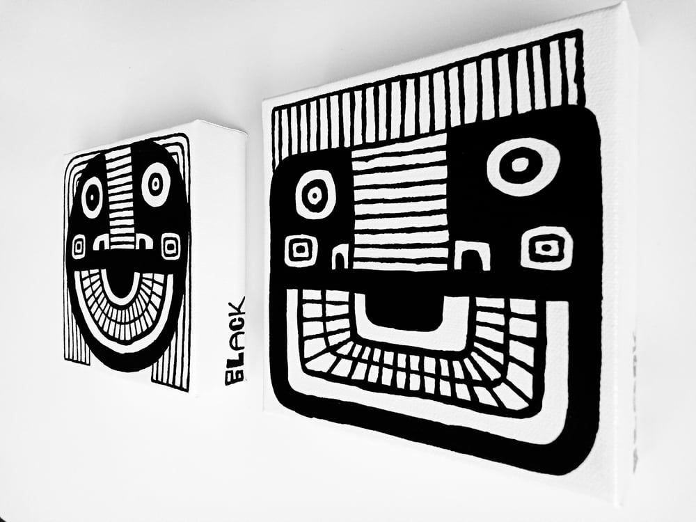 Image of FACE PAINTINGS - 6" X 6" CANVAS (Set of 2)
