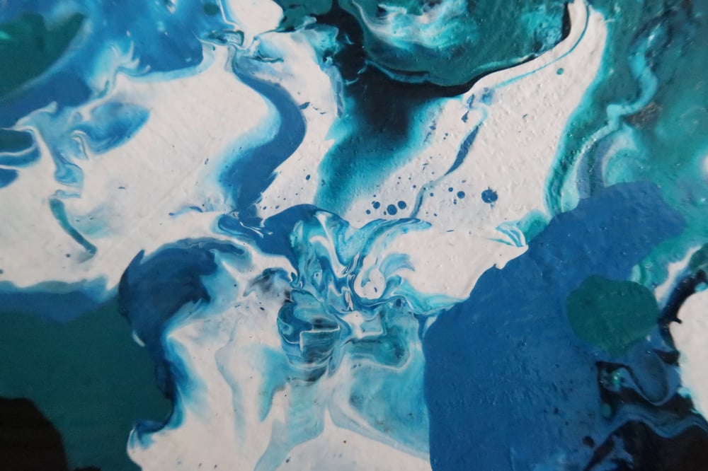 Image of Acrylic Pour on Wood - Ocean