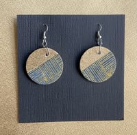 Paper collaged wooden earrings No. 8