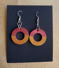 Metallic watercolor wooden earrings No. 3