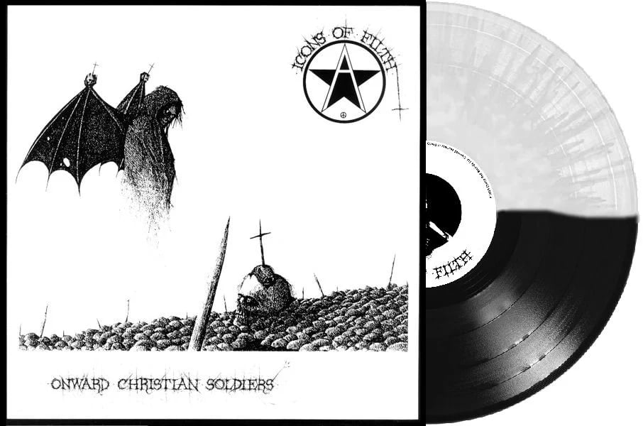 Image of Icons Of Filth - "Onward Christian Soldiers" Lp (black split clear w/ white splatter vinyl)