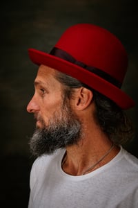 Image 7 of Chicken George Hat wool Felt - Oxblood Red 