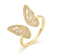 Image 1 of Adjustable Korean18K Gold Plated Butterfly Kisses Ring, crafted from premium S925 sterling silver.