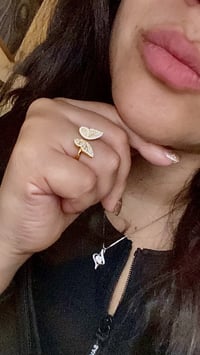 Image 2 of Adjustable Korean18K Gold Plated Butterfly Kisses Ring, crafted from premium S925 sterling silver.