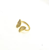 Image 4 of Adjustable Korean18K Gold Plated Butterfly Kisses Ring, crafted from premium S925 sterling silver.