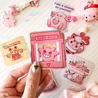 Image 1 of Holographic Pink Gengar Ghost Cartridge Vinyl Sticker