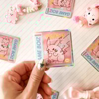 Image 2 of Holographic Pink Poke Pink Version Vinyl Sticker
